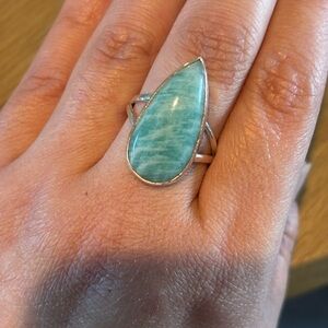 Teardrop Amazonite Ring Sterling Silver size 9